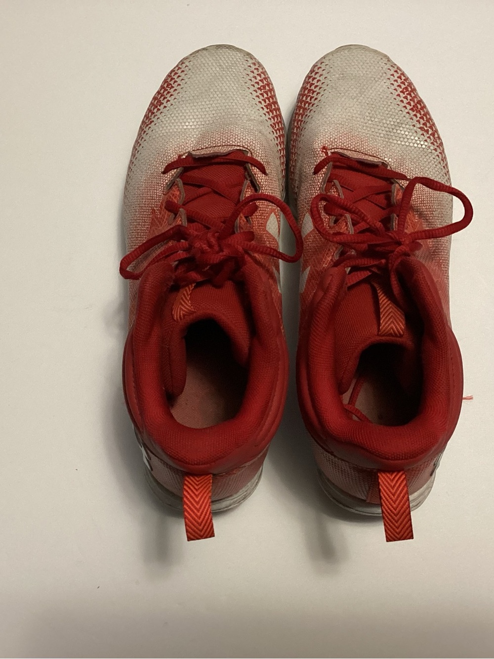 Under Armour Red and White Sneakers size 10